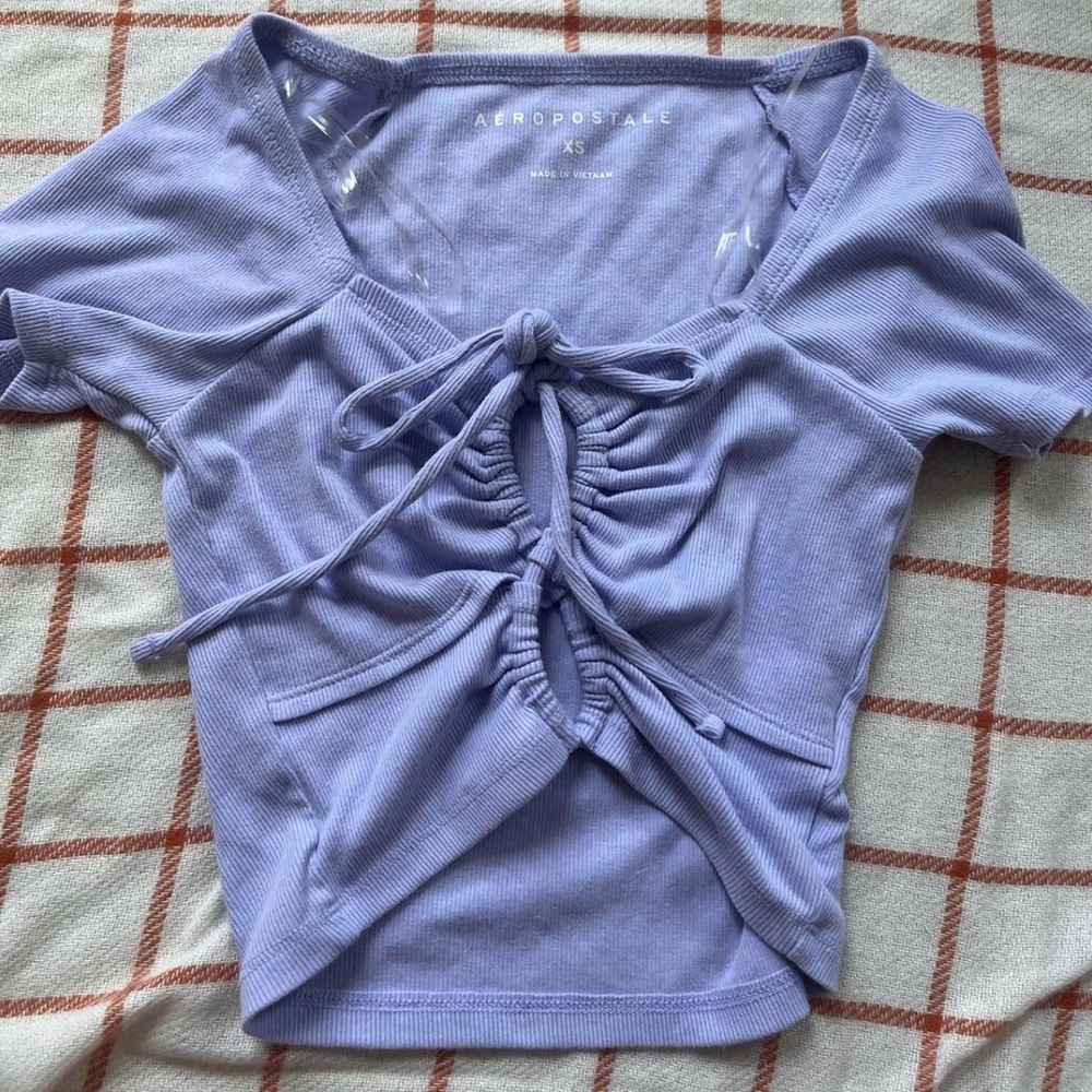 Aeropostale Women's Lavender Ruched Crop Top